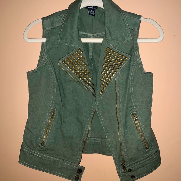 green jean vest